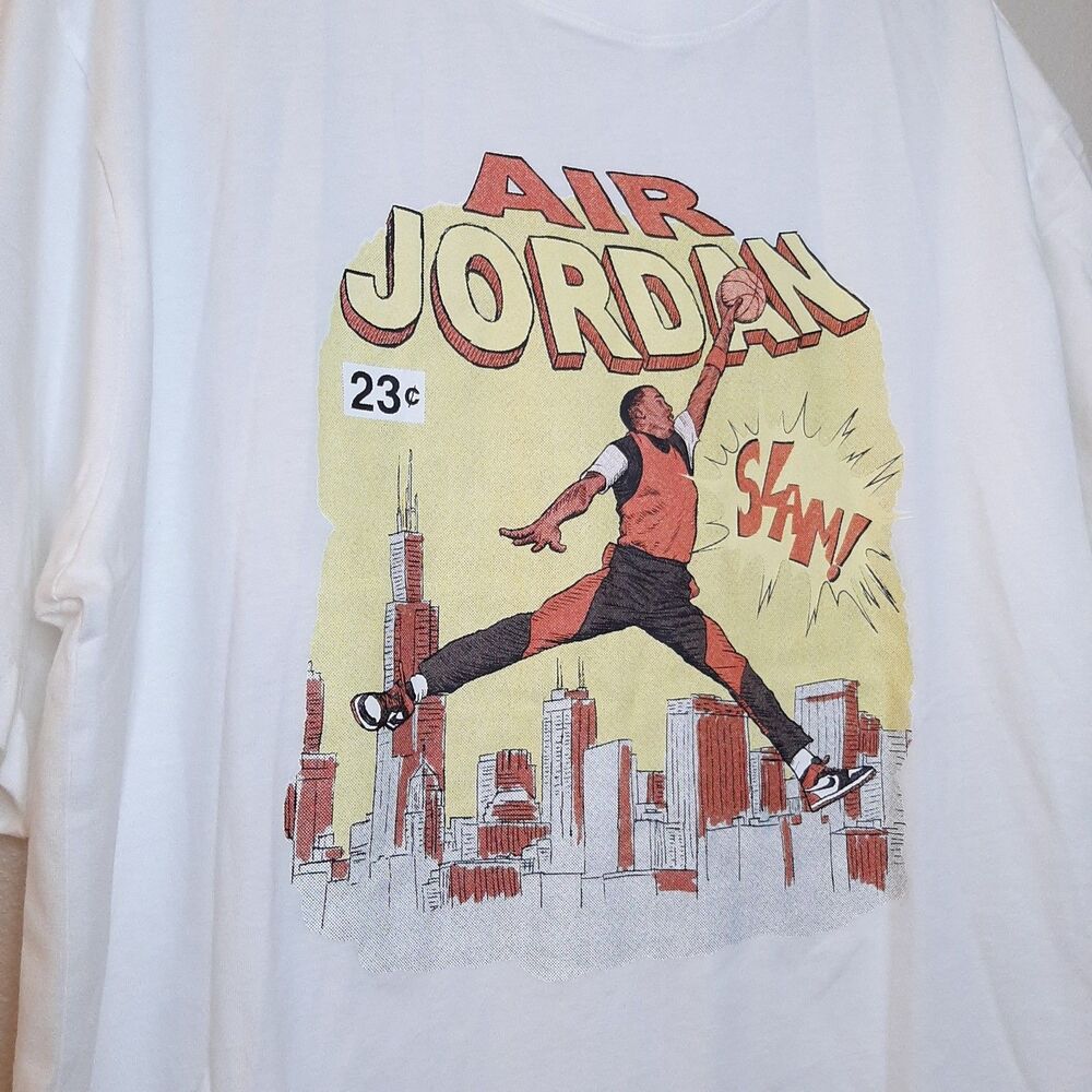 Air Jordan Comic Tee White Printed Men Size M Crew Neck Short Sleeve T Shirt - Picture 6 of 12